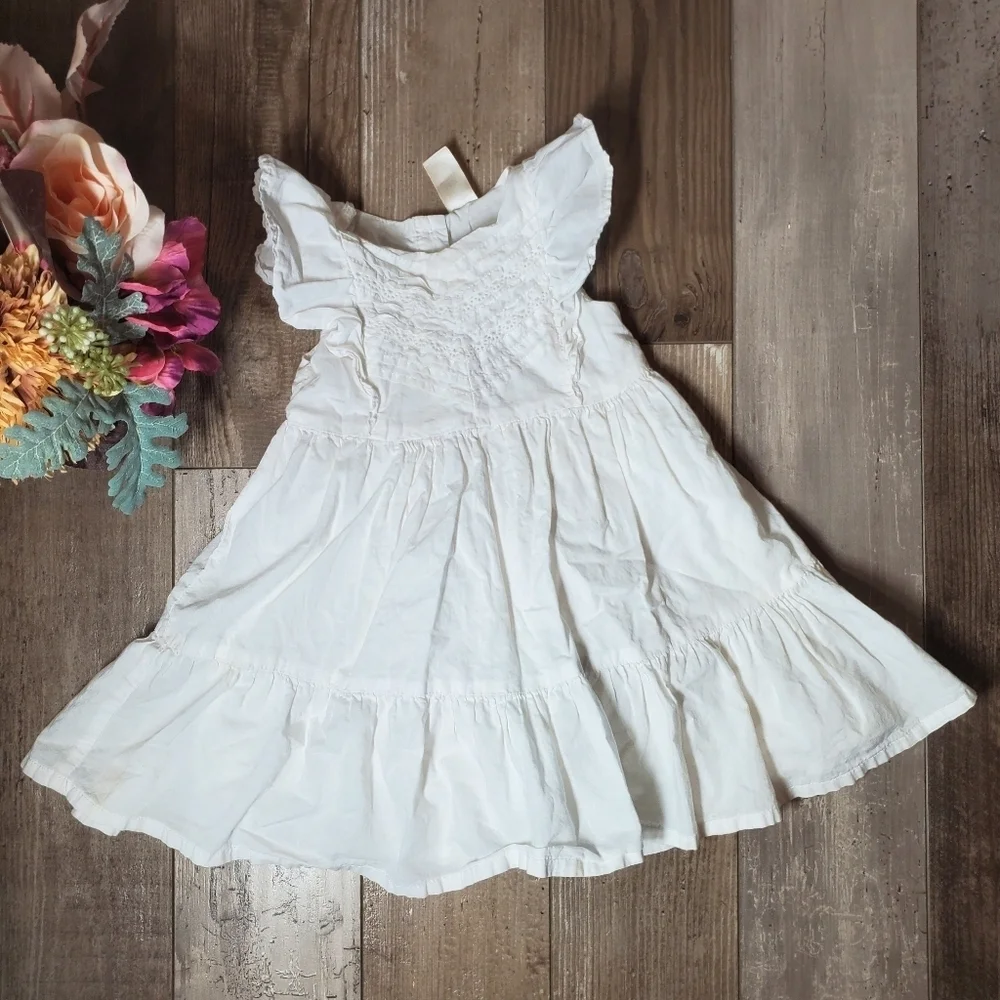 baby B'gosh Size 24m White Tiered Ruffle 100% Cotton Toddler Girl Dress NWOT